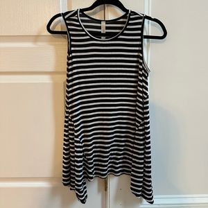 Black and white tank, striped, flowy
